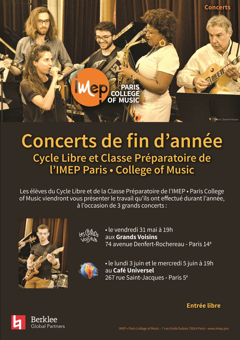 concerts de fin d'année cycle libre et classe préparatoire imep 2019